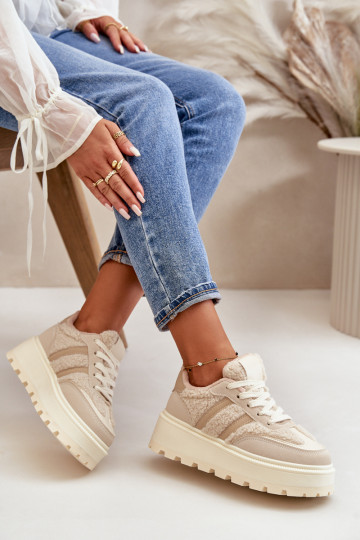sich Zuarm laufen Sneakers Stilvollllschuhe Feminin mit einer Plattform mit AufZuärmen Beige Daivlene