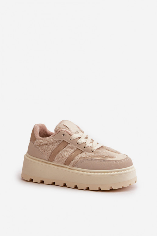 sich Zuarm laufen Sneakers Stilvollllschuhe Feminin mit einer Plattform mit AufZuärmen Beige Daivlene