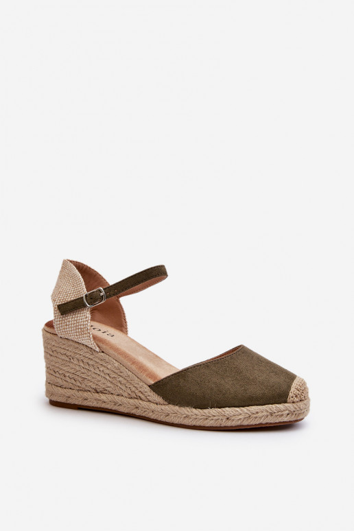 aus INildleder Sandalen Espadrilles mit einer Plattform grüne Farbe Cammer