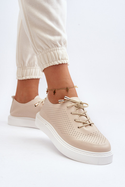 mit durchbrochenen Elementen Freizeitschuhe Beige Unassemia