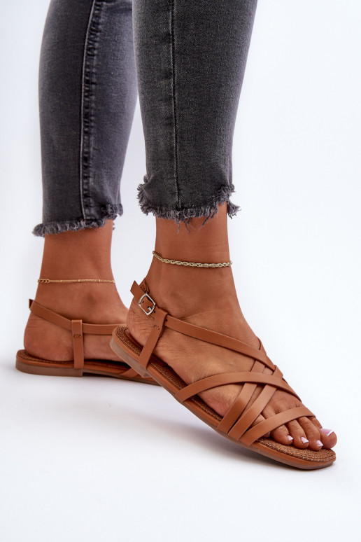 Flache Sandalen für Damen Big Star NN274013 braune Farbe