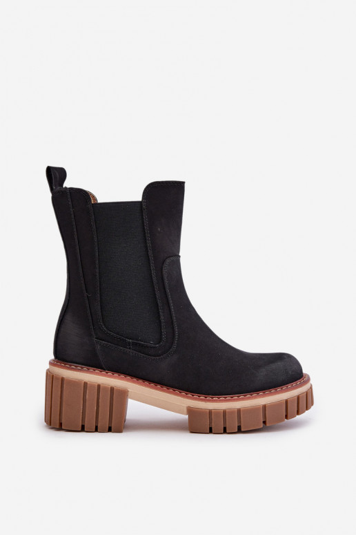 stylische Stiefel Zum Schloss sich Zuarm laufen schZuarze Farbe Linneviae