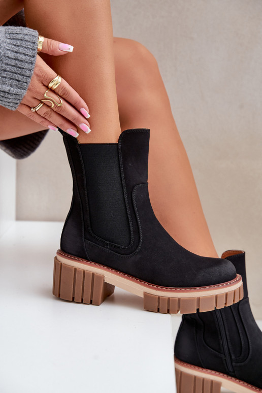 stylische Stiefel Zum Schloss sich Zuarm laufen schZuarze Farbe Linneviae