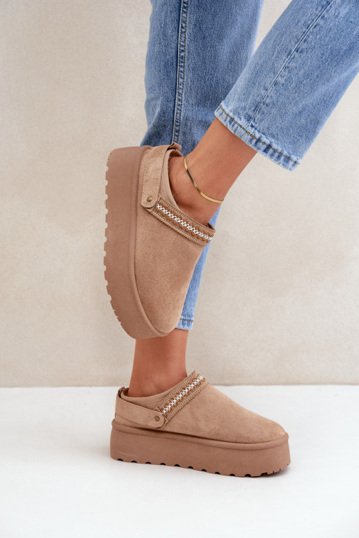 Schneestiefel Mit Dekorationen Haftem Beige Selithria