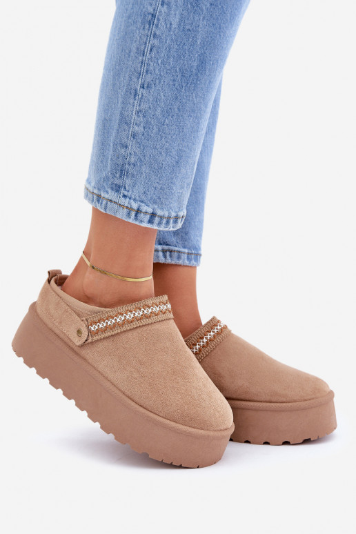 Schneestiefel Mit Dekorationen Haftem Beige Selithria