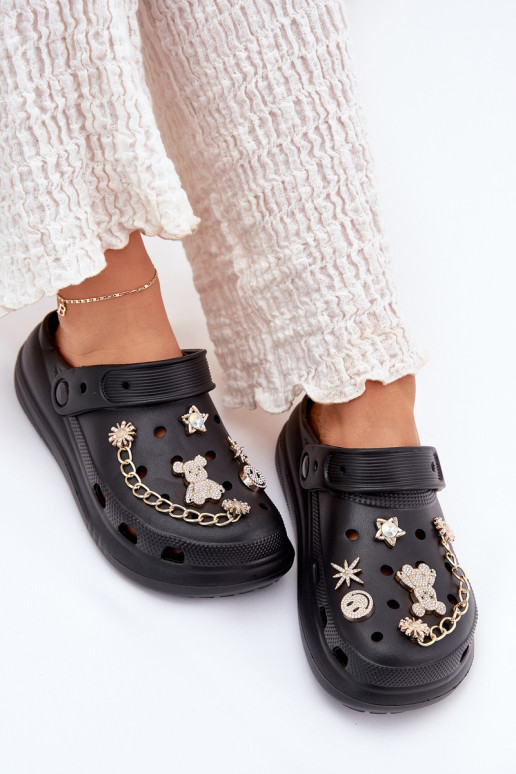 Leichte Hausschuhe DamenhausschuhePrzypinkami schZuarze Farbe Linaviela