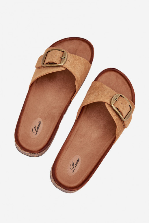 Damenhausschuhe mit Schnallen mit einer Plattform braune Farbe Zavira