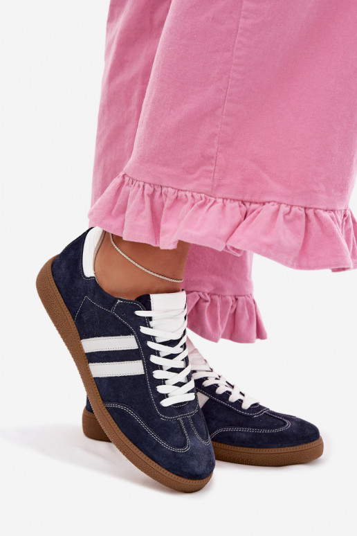 Zazoo N1068 aus INildleder Niedrig Sneakers Stilvollllschuhe Feminin Dunkelblau