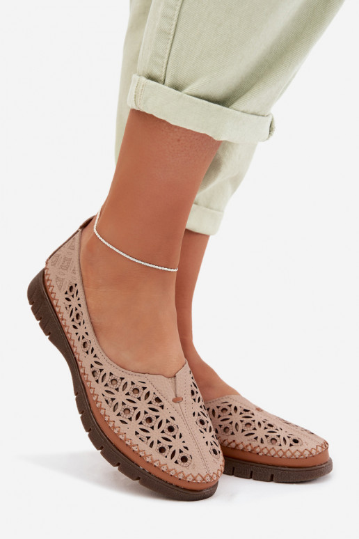 Durchbrochene Ballerinas FemininErmöglichtturalnej Skóry Sergio Leone SP-006 pinke Farbe