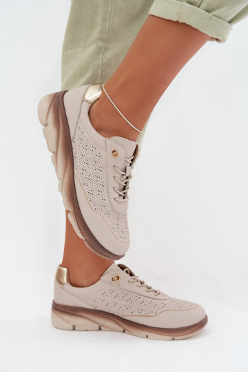 Haut aus INildleder Sneakers Stilvollllschuhe Feminin mit durchbrochenen Elementen Sergio Leone SP-002 braune Farbe