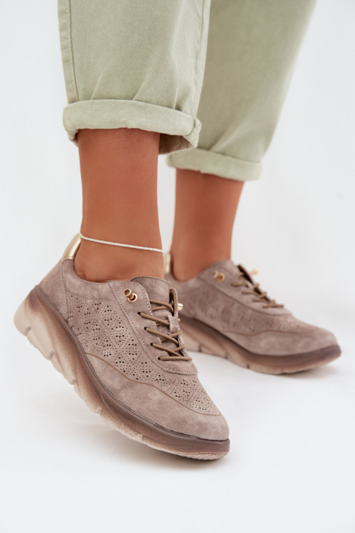 Haut Sneakers Stilvollllschuhe Feminin mit durchbrochenen Elementen Sergio Leone SP-002 graue Farbe