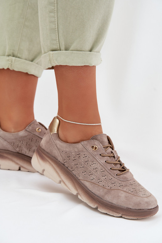 Haut Sneakers Stilvollllschuhe Feminin mit durchbrochenen Elementen Sergio Leone SP-002 graue Farbe