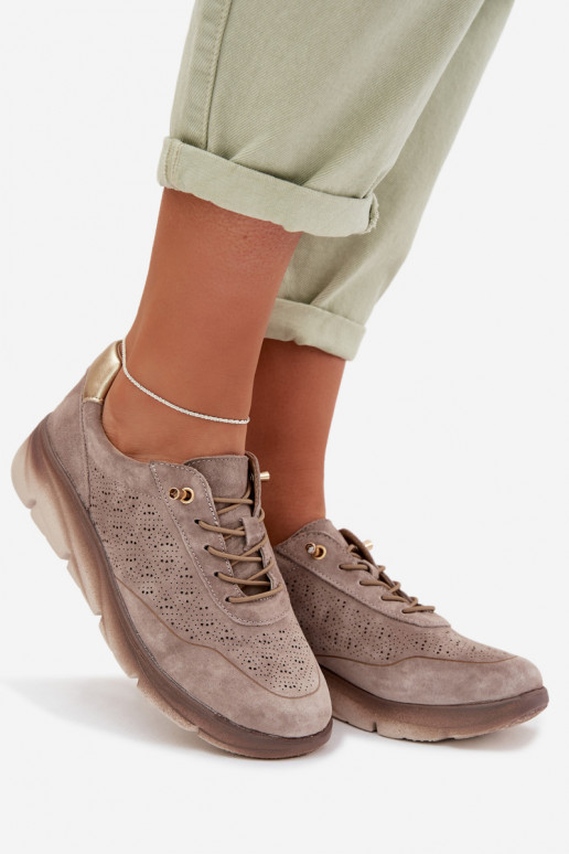 Haut Sneakers Stilvollllschuhe Feminin mit durchbrochenen Elementen Sergio Leone SP-002 graue Farbe