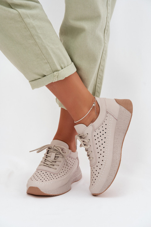 Haut Schuhe Sneakers Stilvollllschuhe Feminin mit durchbrochenen Elementen Sergio Leone SP-013 graue Farbe