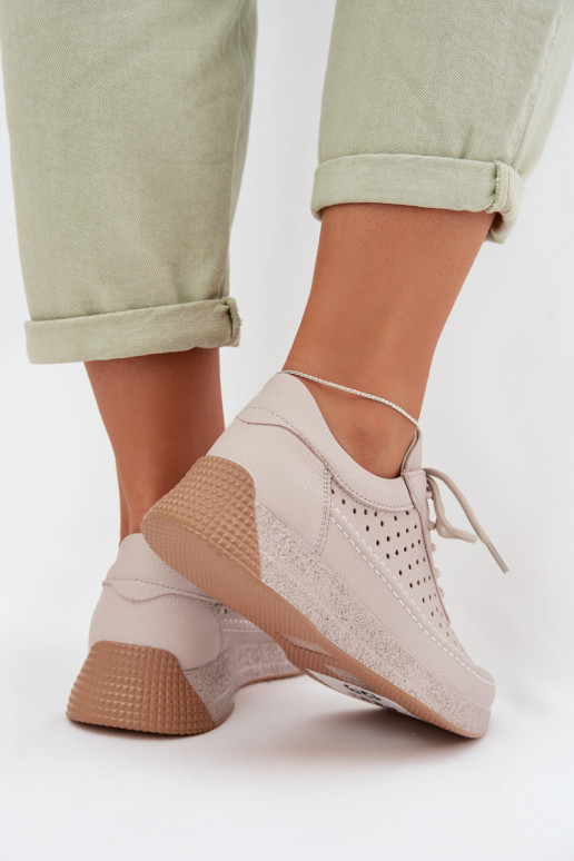 Haut Schuhe Sneakers Stilvollllschuhe Feminin mit durchbrochenen Elementen Sergio Leone SP-013 graue Farbe