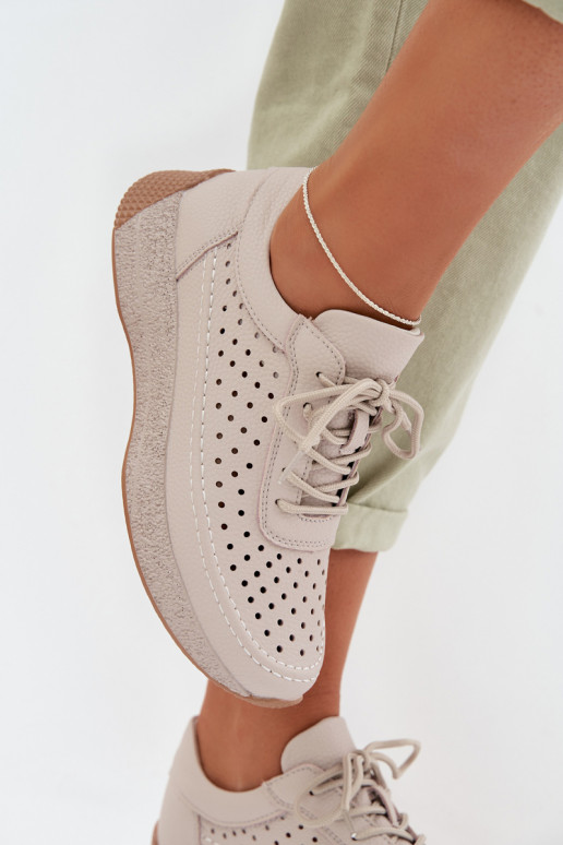 Haut Schuhe Sneakers Stilvollllschuhe Feminin mit durchbrochenen Elementen Sergio Leone SP-013 graue Farbe