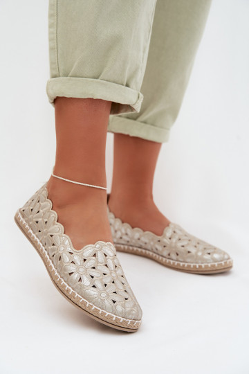 Damenballetschuhe mit Blumenmotiven in gold Vennice 2