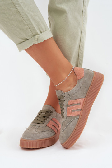 Damen Sneakers im sportlichen Stil aus natürlichem Wildleder in grün Delyssia 2