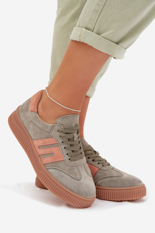 Sneakers Stilvollllschuhe FemininErmöglichtturalnego aus INildlederu grüne Farbe Delyssia