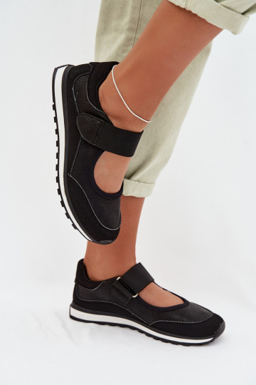 Damen Sneakers im sportlichen Stil mit Klettverschlüssen in schwarz Aveliette