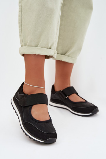 Schuhe im Sportstil Feminin mit Klebeverschlüssen schZuarze Farbe Aveliette 2