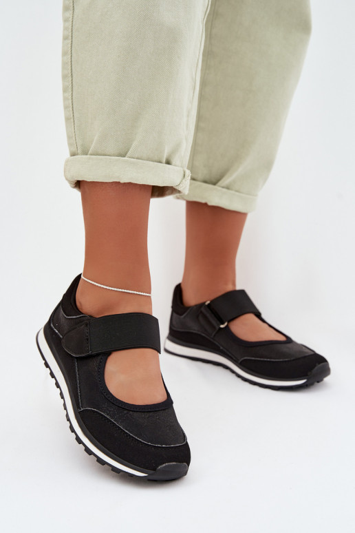 Schuhe im Sportstil Feminin mit Klebeverschlüssen schZuarze Farbe Aveliette