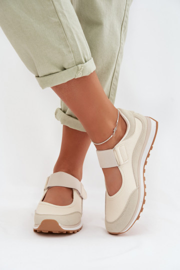 Damen Sneakers im sportlichen Stil mit Klettverschlüssen in sand Aveliette