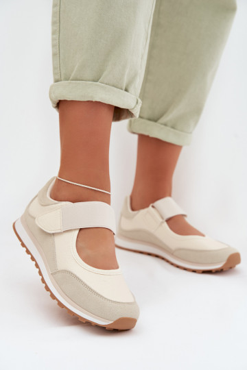 Damen Sneakers im sportlichen Stil mit Klettverschlüssen in sand Aveliette 2