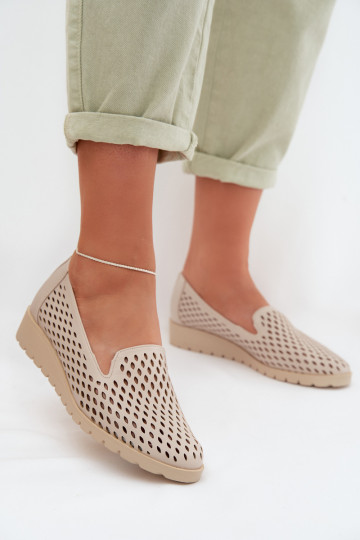 Damen Schuhe mit Ażurowelementen in sand Flariette 2