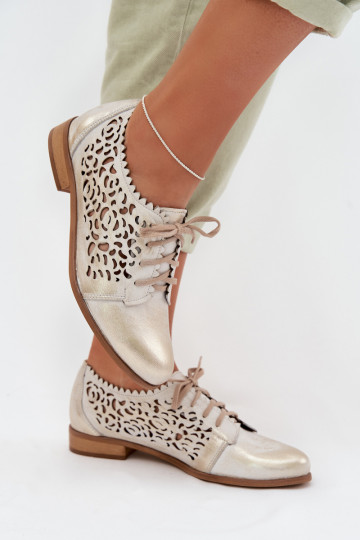 Haut mit durchbrochenen Elementen Schuhe Feminin Zazoo 3195 goldene Farbe