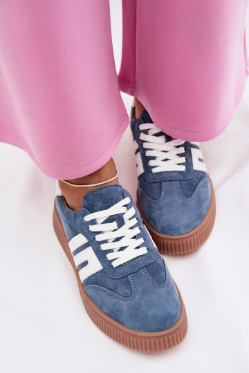 Sneakers Stilvollllschuhe FemininErmöglichtturalnego aus INildlederu blaue Farbe Delyssia