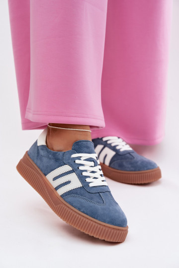 Sneakers Stilvollllschuhe FemininErmöglichtturalnego aus INildlederu blaue Farbe Delyssia 2