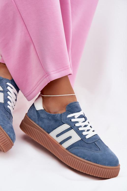 Sneakers Stilvollllschuhe FemininErmöglichtturalnego aus INildlederu blaue Farbe Delyssia