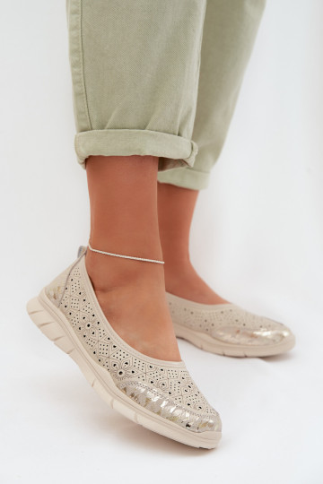 Durchbrochene BallerinasErmöglichtturalnej Skóry Beige Palorette 2