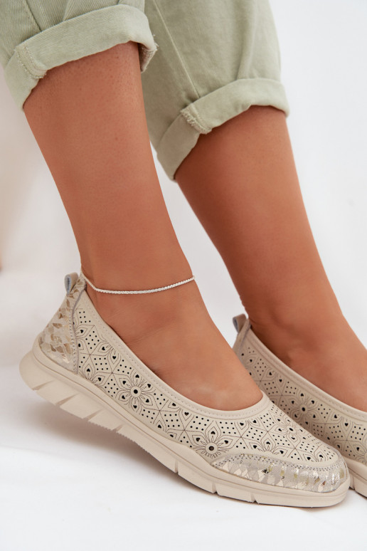 Durchbrochene BallerinasErmöglichtturalnej Skóry Beige Palorette