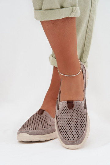 mit durchbrochenen Elementen SchuheErmöglichtturalnego aus INildlederu graue Farbe Ravinette 2