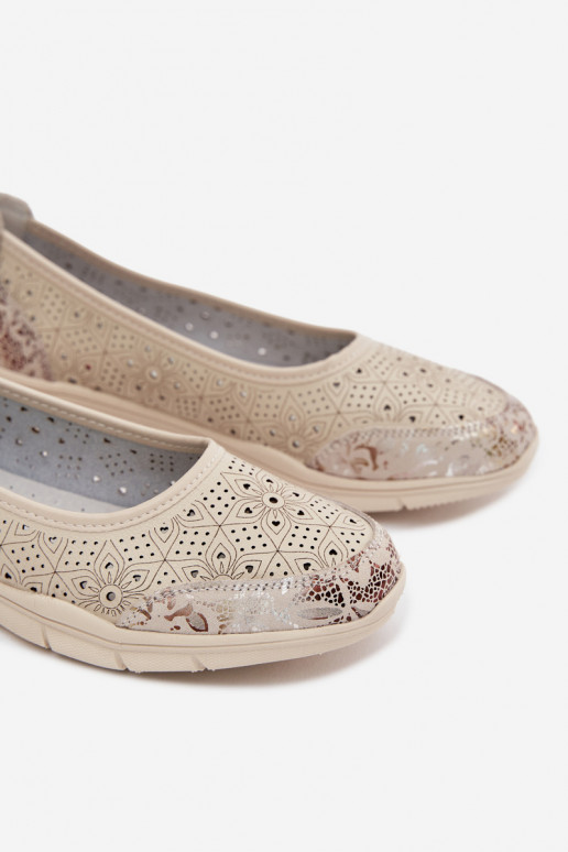 Haut Durchbrochene Ballerinas S.Barski GR61-5973 Beige