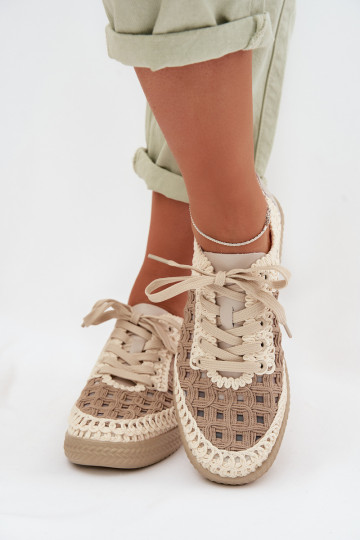 mit Schriften Haut Schuhe Feminin D&A GR61-5951 Beige 2