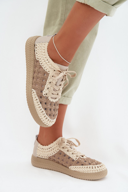 mit Schriften Haut Schuhe Feminin D&A GR61-5951 Beige