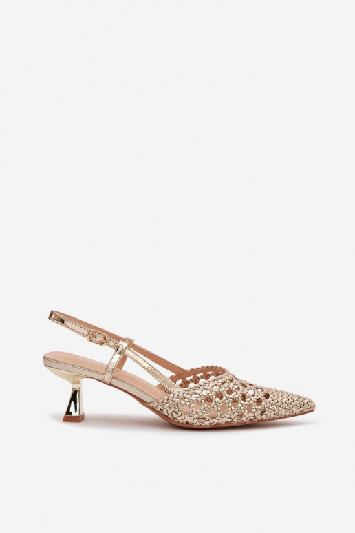 gemusterte Sandalen Feminin mit Absätzen goldene Farbe Selinae