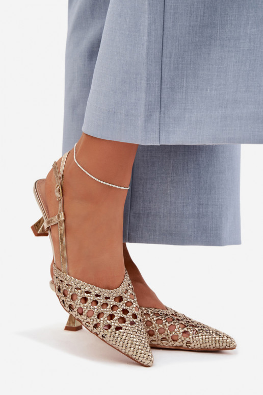 gemusterte Sandalen Feminin mit Absätzen goldene Farbe Selinae