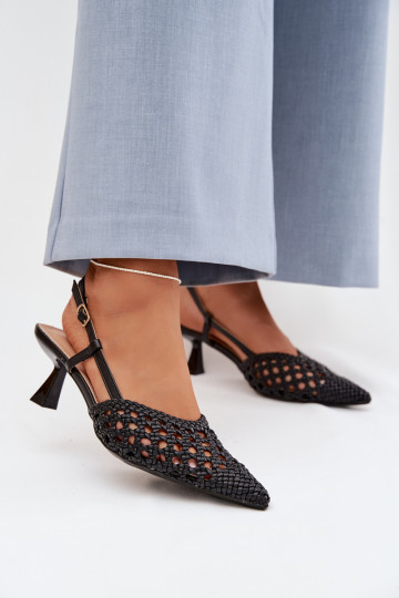 gemusterte Sandalen Feminin mit Absätzen schZuarze Farbe Selinae 2