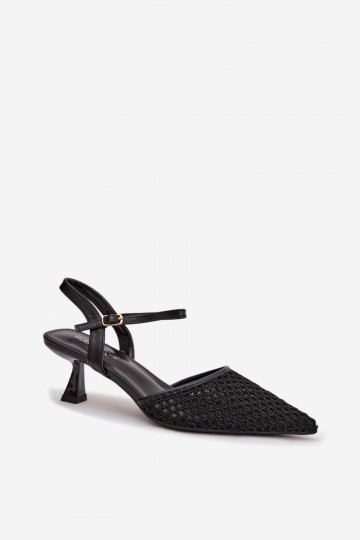 Damen Sandalen mit Absätzen und Netz in Schwarz Brilora 2