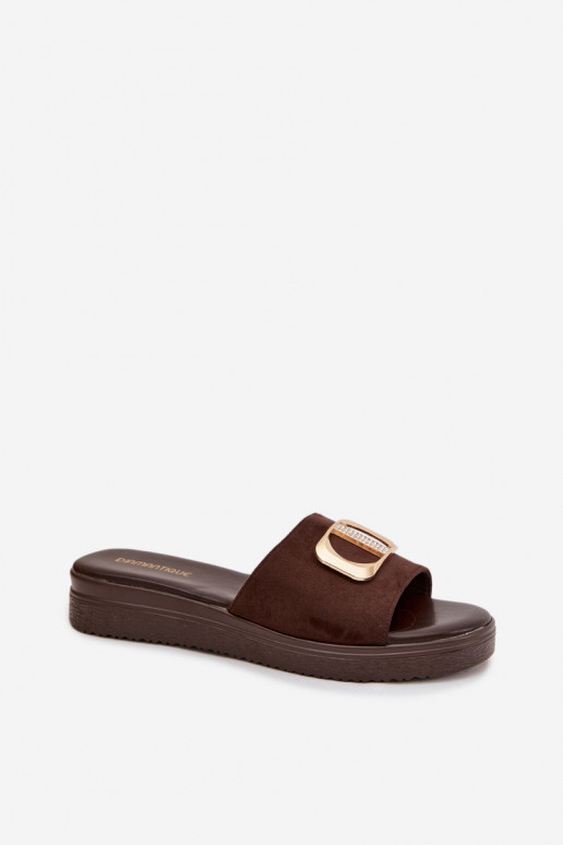 Damenhausschuhe Ze goldene Farbem Detalem CzekoladoZue Elmera