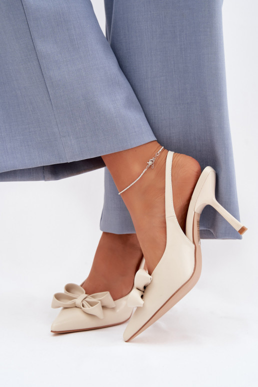 Damensandalen mit dünnen Absätzen mit Bändern Beige Jonera