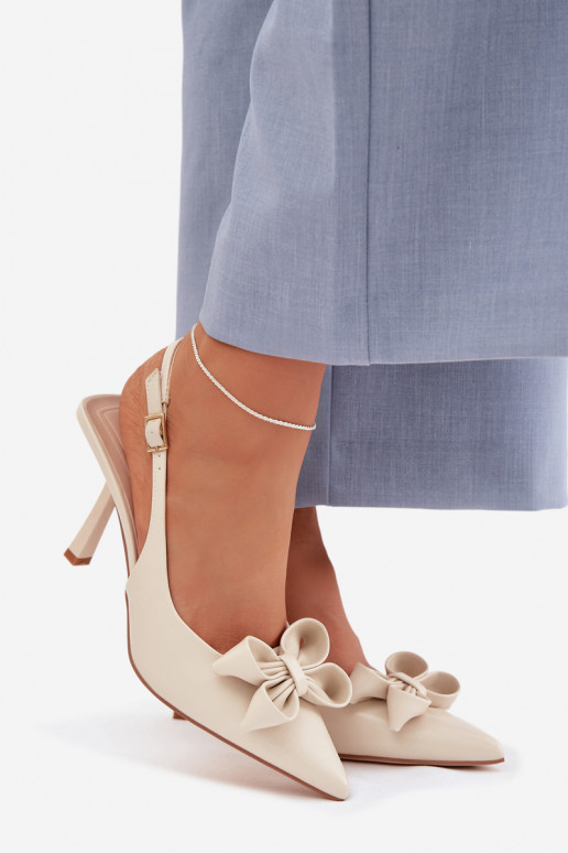 Damensandalen mit dünnen Absätzen mit Bändern Beige Jonera