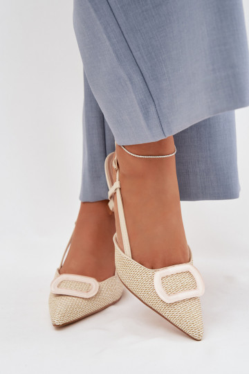 Damen Sandalen mit Absätzen und dekorativen Elementen in Sand Eslina 2