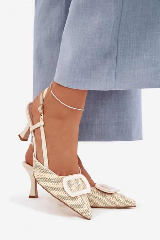 Damensandalen mit Absätzen Mit Dekorationen Element Beige Eslina