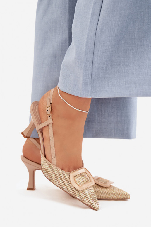 Damensandalen mit Absätzen Mit Dekorationen Element Nude Eslina