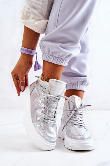 Sportlicher Stil Schuhe sich Zuarm laufen Silberfarbe Joenne 2